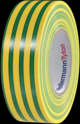 Insulation tape, 25 x 0.15 mm, self-extinguishing, PVC, green/yellow, 25 m, 710-00139