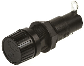 Oprawa bezpiecznikowa montowana w tablicach Montaż panelowy rozmiar: 6.3 x 32mm 10A 250V ac Szybkozłącze, końcówka