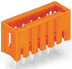 Pin header, 3 pole, pitch 3.81 mm, straight, orange, 734-233