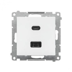 Simon 55 Ładowarka USB C+A (moduł), 30 W, 230V biały mat TEC2CAQ.01/111