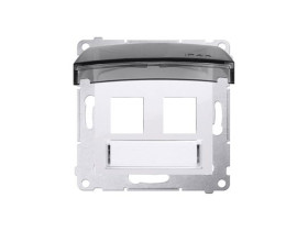 SIMON 54 Pokrywa gniazd teleinformatycznych IP44 na Keystone 2 podwójna z polem opisowym klapka transparentna biały *Wymagana us