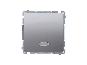 SIMON BASIC Wyłącznik zwierny przycisk bez piktogramu z podświetleniem LED (moduł) 10AX 250V szybkozłącza srebrny mat BMP1L.01/4