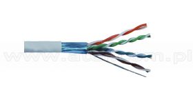 Kabel FTP (F/UTP), skrętka, kat5E, drut, wewnętrzny, szary, 4x2x24 AWG, 305m