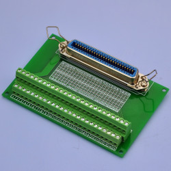 CZH-LABS 50-Pin 0.085" Centronics Vertical Female Ribbon Connector Screw Terminal Block Breakout Board.