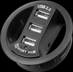 93893 In-desk 3-port HUB, 60 mm, black