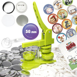 Maszyna do przypinek BASIC, prasa do odznak zielona DC-109 + zestaw 100 pinów