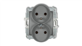 Mini Szary Mat. Gniazdo Podwójne Z Uziem Ieniem