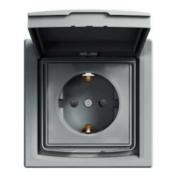 ASFORA Gniazdo SCHUKO IP44 z ramką (1-krotne) stal EPH3100362
