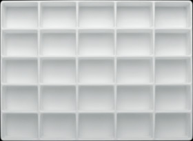 Thermoformed insert, with 25 compartments, black, (L x W x D) 340 x 250 x 38 mm, TE 25 S