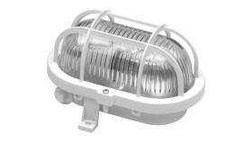 Oprawa Kanałowa Owal 100 E27 Z Siatką Plastik Ip44 Biała D.3155