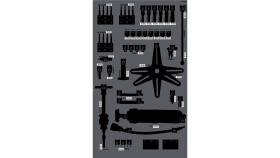 Panel wiszący na narzędzia Panele ścienne Panel zawartość Panel, zestaw haczyków, zestaw narzędzi, szyna do montażu
