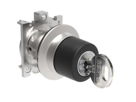 Metalowy przełącznik płaski 2 pozycyjny 0-1 fi30mm z kluczem wyjęcie klucza w pozycji 0 LPFS320