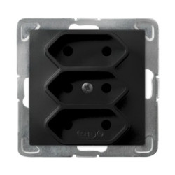 IMPRESJA Gniazdo potrójne EURO czarny metalik GP-3Y/m/33