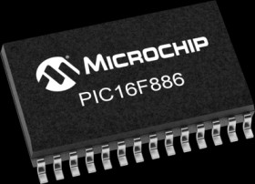 PIC microcontroller, 8 bit, 20 MHz, SOIC-28, PIC16F886-I/SO