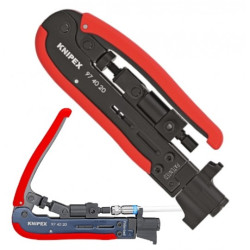 Zaciskarka do złączy kompresyjnych prostych typu F, BNC, RCA uniwersalna KNIPEX 97 40 20 SB