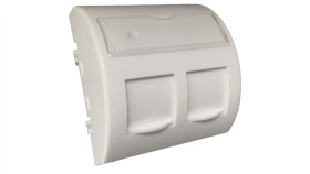 Adapter Keystone Podwójny Kątowy Z Klapką 2M 45X45 Biały Alantec