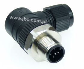 RSCWN 5/7, M12, 5 styków, złącze męskie (wtyk) kątowe, dławik SW15 (3-6.5mm), nakrętka ze stali szlachetnej, SW19, LUMBERG, 4690