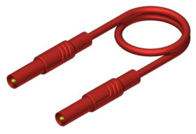 Measuring lead with (4 mm plug, spring-loaded, straight) to (4 mm plug, spring-loaded, straight), 500 mm, red, silicone, 1.0 mm²