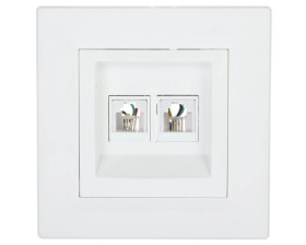 Gniazdo telefoniczne Asfora podwójne 2xRJ11 białe z ramką EPH4200121