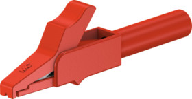 Alligator clip, red, max. 11 mm, L 54 mm, CAT II, socket 4 mm, 24.0157-22
