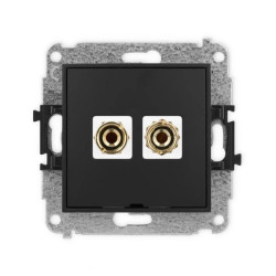 ICON Mechanizm gniazda głośnik. poj., bez opisu (banan czerwony i czarny, pozłacany, 4 mm2, do lutowania) czarny mat 12IGGBO-3