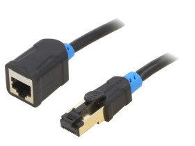 IBLBH Przedłużacz RJ45 S/FTP 6 OFC PVC czarny 2m Pokrycie: złocony