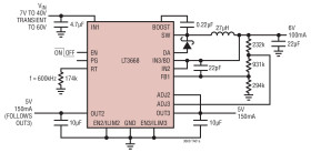 40V 400mA Step-Down Switching Regulator with Dual Fault Protected Tracking LDOs