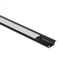 Profil P01 podtynkowy czarny + klosz mrożony 1m