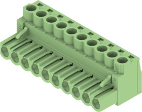 Socket header, 10 pole, pitch 5 mm, straight, green, 1205040000