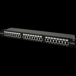 Patchpanel 1U/19 cali STP ekranowany 24 porty kat.6 złącza LSA półka montażowa Q-LANTECD PK-S6-1 A-LAN Technologie