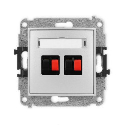 ICON Mechanizm gniazda głośnikowego podwójnego srebrny metalik 7IGG-2