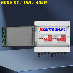 Rozdzielnica PV 2 Stringi Fotowoltaika 600V DC / 15A / 40kA ( 2 IN / 1 OUT )