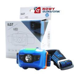 Latarka czołowa IL07 1x3W + 2LED 8mm 100lumen 3xAAA