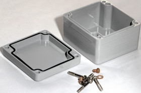Aluminum die cast enclosure, (L x W x H) 75 x 80 x 52 mm, gray (RAL 7046), IP66, 1590Z110GY