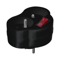 Rozgałęźnik elektryczny 2gn. z uziemieniem i wył. czarny max.16A / P904B dpm