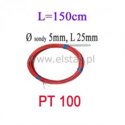 Czujnik temp. PT100 5x25mm -20 +180st 3-przew 1,5m