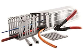 Koryto kablowe Szary Tworzywo PC/ABS bez zawartości halogenu Otwarty Koryto panelowe z otworami 80 mm 80mm 2m RS PRO