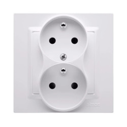 Simon 10 Gniazdo podwójne z/u z funkcją niezmienności faz z przesłonami 16A 250V biały CGZ2TZ/11