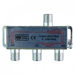 Rozdzielacz Splitter antenowy F na 3 TV metalowy, kompatybilny z DVB-T i SAT