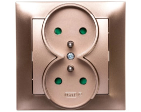 IMPRESJA Gniazdo podwójne z/u z przesłonami złoty metalik GP-2YZP/28