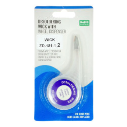 Plecionka lutownicza nasączona topnikiem kalafoniowym 2mm x 1.5m, z podajnikiem