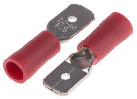 Konektor płaski Męski 6.35 x 0.8mm 0,5 → 1,5 mm², 22 → 16 AWG długość 21.8mm Izolacja: Izolowane Cyna