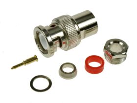 Wtyk; BNC; WSBNC; na przewód; RG58 50 Ohm; skręcany; proste; biały; srebrny; RoHS