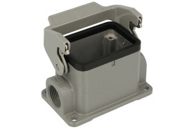 Obudowa złącza; Han B; 19300061290; 6B; metal; proste; na panel; 2 boczne wyjścia przewodu; z 1 klamrą; wyjście na dławnicę M20;