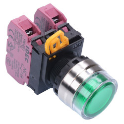 YW4L-AF2E02Q0G Green 22mm Metal Bezel Maintained Shrouded Push Button Switch 2NC IP65 IDEC