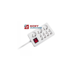 Przedłużacz 7gn 3m z przeł.siec. biały