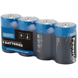 Draper 03979 PowerUP Ultra Alkaline D Batteries (Pack of 4) - 03979
