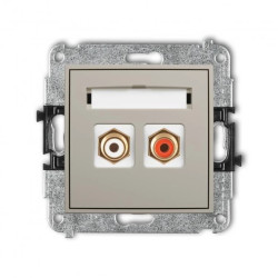 ICON Mechanizm gniazda podwójnego RCA (typu cinch - biały i czerwony, pozłacany) taupe 60IGRCA-2