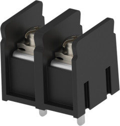 Terminal block, 2 pole, 0.326-3.31 mm², black, PCB connection, 15 A, 1977477-2
