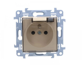 Simon 10 Gniazdo pojedyncze IP44 z uszczelką z przesłonami torów prądowych klapka transp. kremowy, szybkozłącza, CGZ1BCZ.01/41A